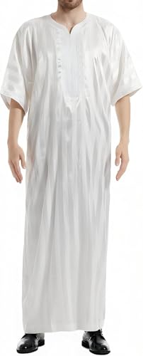Musuly Herren Kaftan – Traditionelle Thobe Abaya Djellaba (Weiß, M) von Musuly