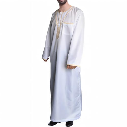 Musuly Herren Kaftan – Traditionelle Thobe Abaya Djellaba (Weiß, S) von Musuly