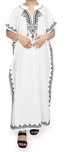 Musuly Weißer Kaftan für Damen – Strandkleid (Einheitsgröße = 36-40) von Musuly