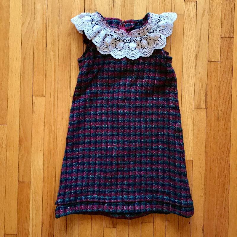60Er Jahre Kinder Rot Grün Schwarz Und Gold Tweed Kleid | Größe 4T von MuteVintage
