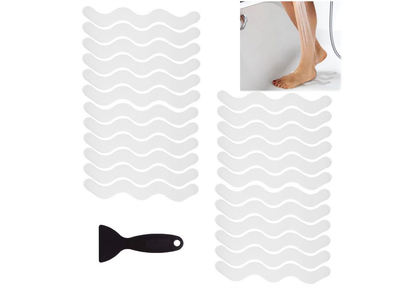 Mutig Antirutsch-Aufkleber 24 Stück Anti-Rutsch Aufkleber für Badewanne und Dusche, Selbstklebende rutschfeste Sticker, Sicherheitsstreifen für Kinder, Treppen und rutschige Oberflächen, Transparent von Mutig