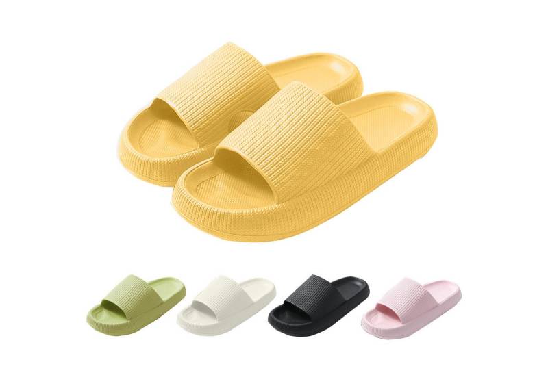 Mutig Badeschuhe Herren Damen,Original EVA Badeschlappen,Schlichtes Gelb Hüttenschuhe (Besonders weiches Material mit rutschfester Sohle,Bequem zu tragen, Wolkenweiches Tragegefühl,Slippers für Badezimmer,Perfekte Wahl) Hüttenschuhe Damen Herren Duschpantoffeln Casual Hausschuhe Hausschuh von Mutig