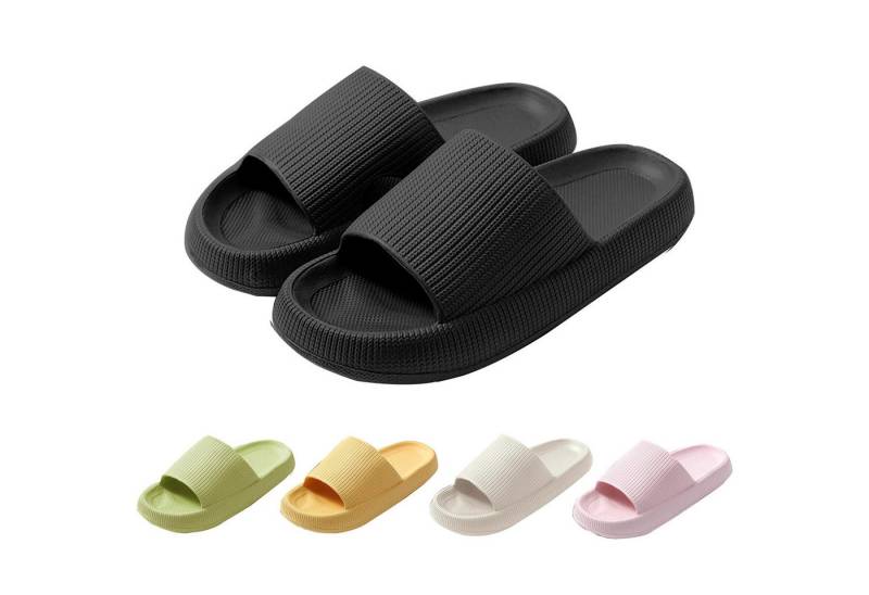 Mutig Badeschuhe Herren Damen,Original EVA Badeschlappen,Schlichtes Schwarz Hüttenschuhe (Besonders weiches Material mit rutschfester Sohle,Bequem zu tragen, Wolkenweiches Tragegefühl,Slippers für Badezimmer,Perfekte Wahl) Hüttenschuhe Damen Herren Duschpantoffeln Casual Hausschuhe Hausschuh von Mutig