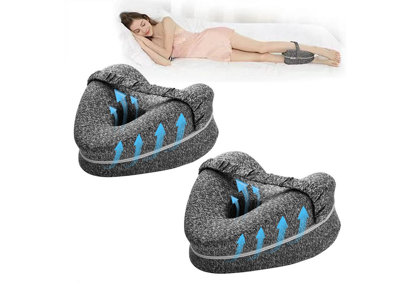 Mutig Balancekissen Kniekissen für Seitenschläfer,2 Stück Ergonomisches Lagerungskissen, Memory-Schaum für Rücken-/Hüft-/Gelenk- und Ischiasschmerzlinderung von Mutig