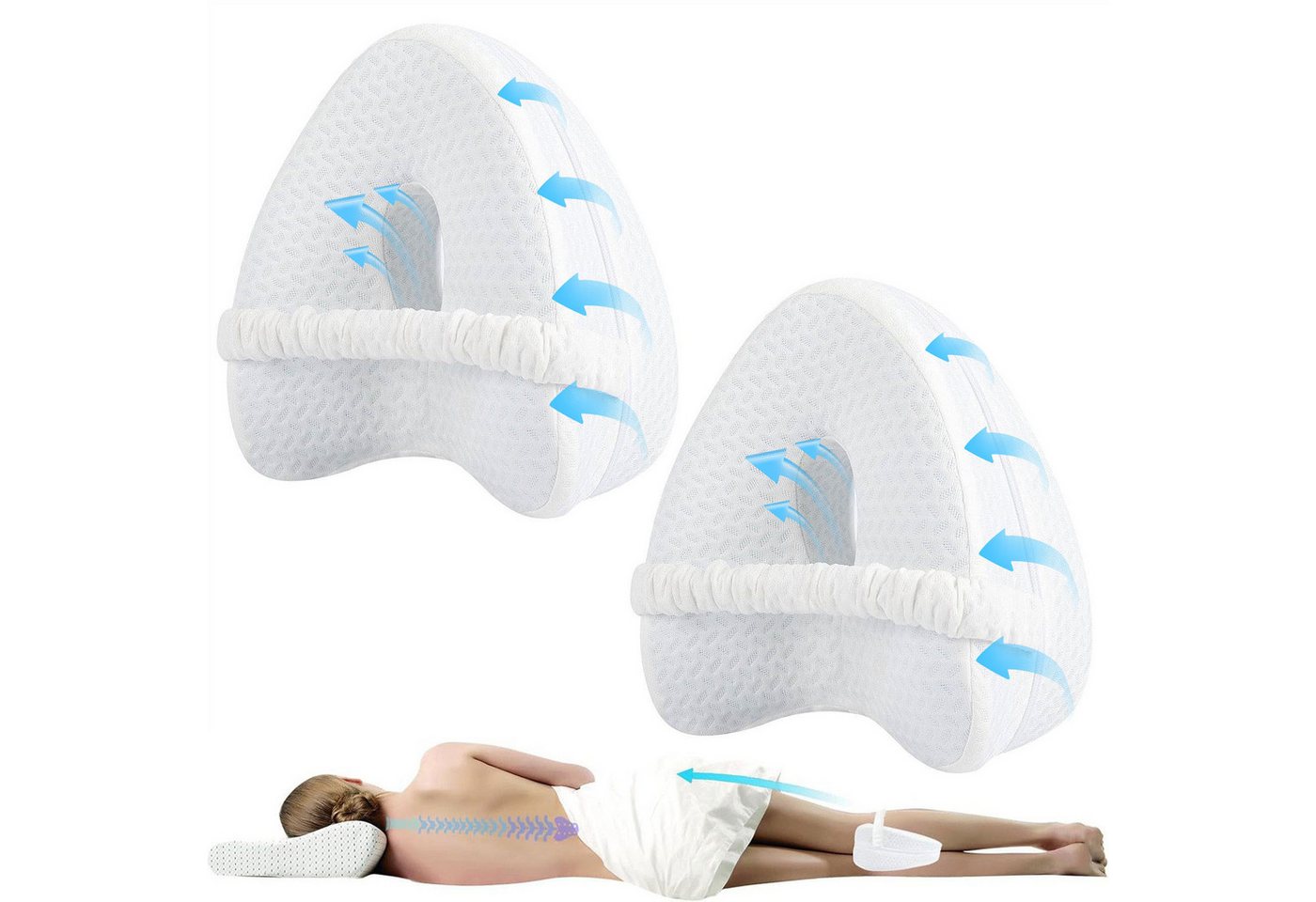 Mutig Balancekissen Kniekissen für Seitenschläfer,2 Stück Ergonomisches Lagerungskissen, Memory-Schaum für Rücken-/Hüft-/Gelenk- und Ischiasschmerzlinderung von Mutig