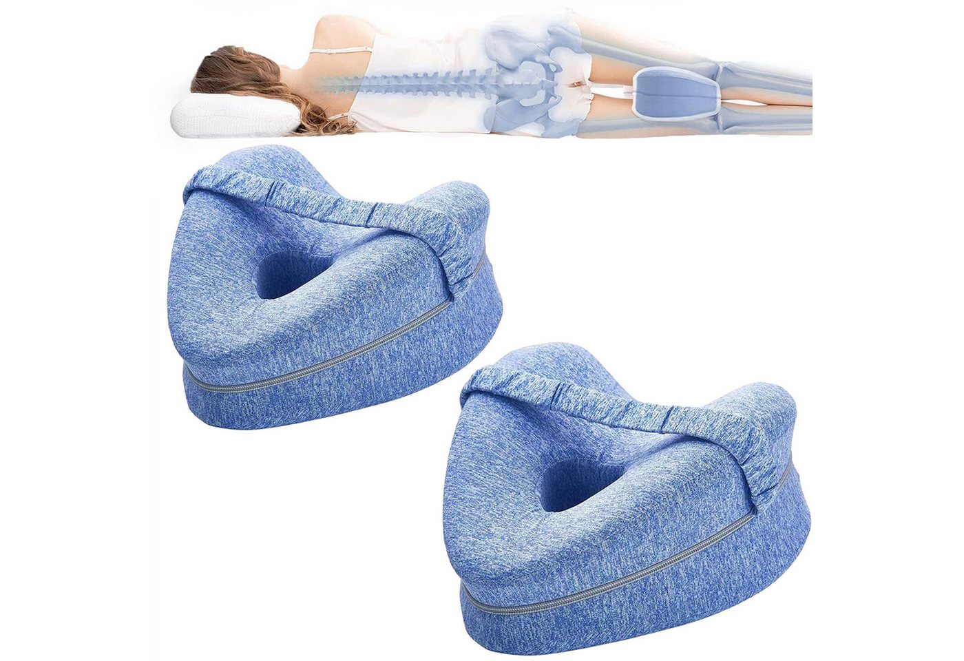 Mutig Balancekissen Kniekissen für Seitenschläfer 2 Stück,Ergonomisches Lagerungskissen, Memory-Schaum für Rücken-/Hüft-/Gelenk- und Ischiasschmerzlinderung von Mutig