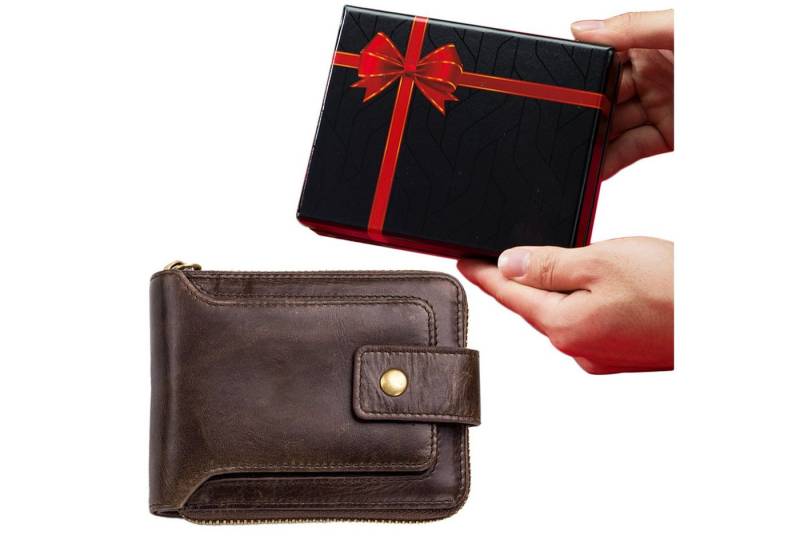 Mutig Geldbörse Slim Wallet Fold mit Münzfach Geldbörse Herren mit Ausweisfenster (Geldklammer & RFID Schutz, Klein Portmonee mit Kartenetui, für 11-14 Karten, Geldbörse Herren, mit Zipper Brieftasche), für Kreditkarten Reise Geldbörse,Geschenk für Männer / Frauen von Mutig