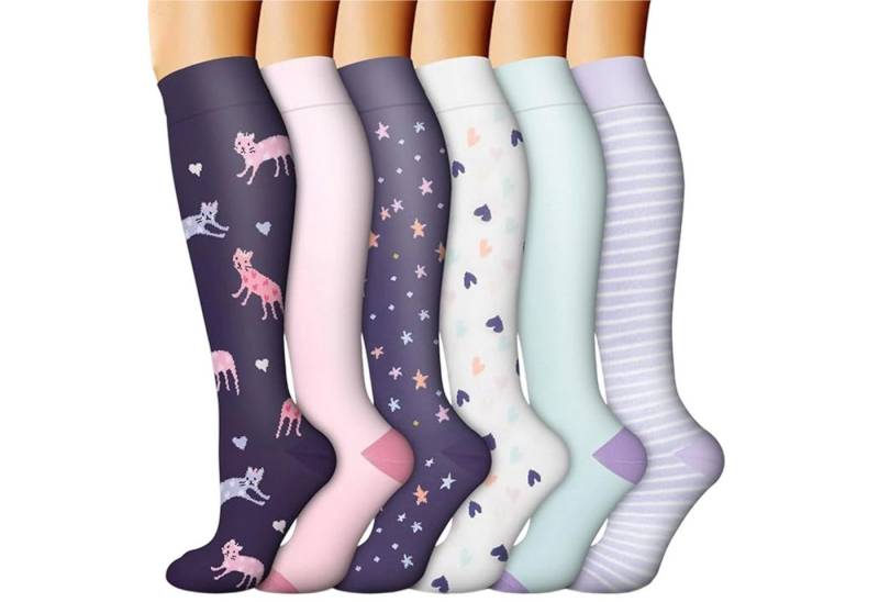 Mutig Kompressionsstrümpfe 6 Paar Kompressionsstrümpfe, Stützstrümpfe (Kompressionssocken für Damen und Herren, 15-30 mmHg, für Sport, Laufen, Radfahren, Reisen) Flug, Krankenschwestern, Schwangerschaft von Mutig