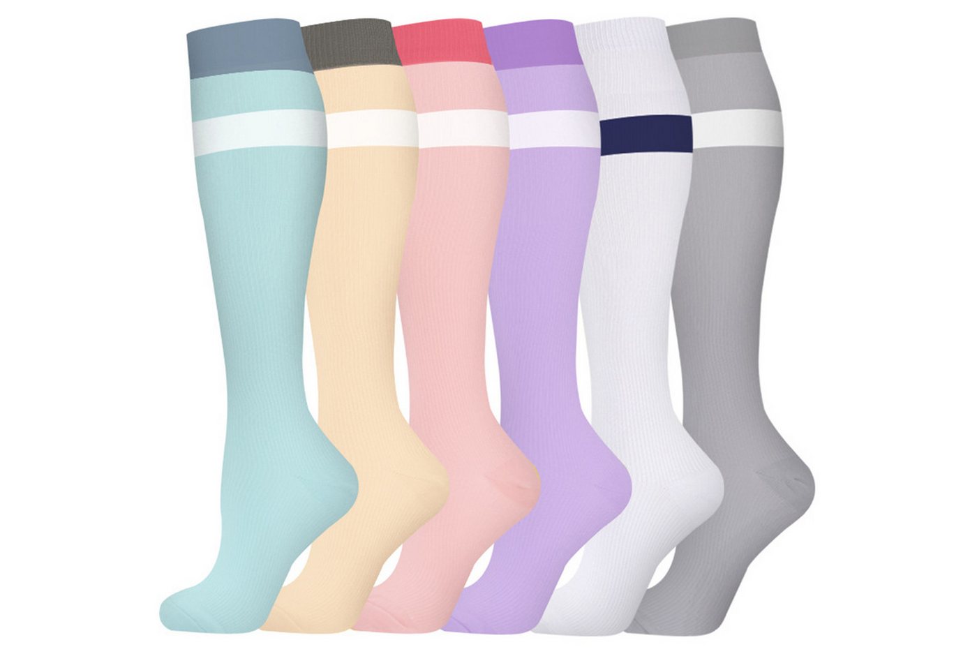 Mutig Kompressionsstrümpfe 6 Paar Kompressionsstrümpfe, Stützstrümpfe (Kompressionssocken für Damen und Herren, 15-30 mmHg, für Sport, Laufen, Radfahren, Reisen) Flug, Krankenschwestern, Schwangerschaft von Mutig