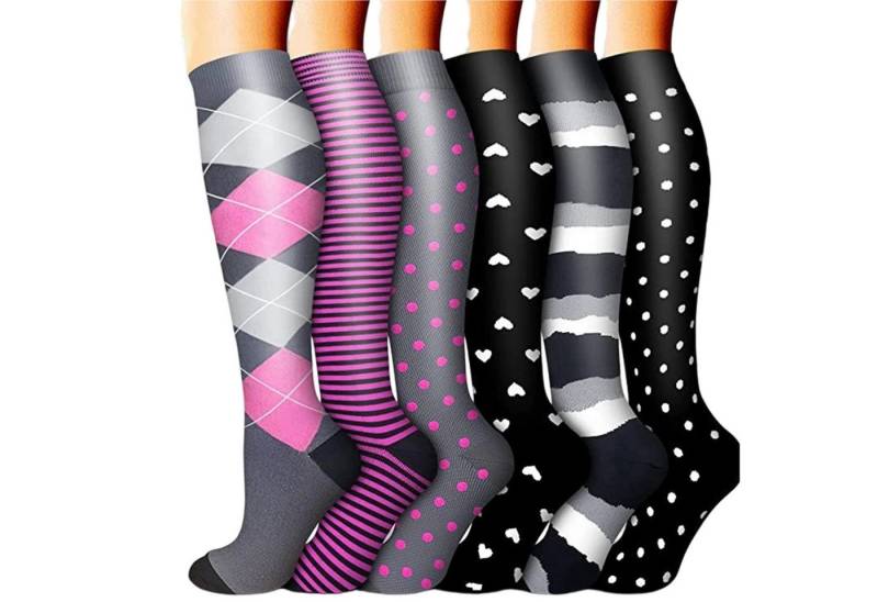 Mutig Kompressionsstrümpfe 6 Paar Kompressionsstrümpfe, Stützstrümpfe (Kompressionssocken für Damen und Herren, 15-30 mmHg, für Sport, Laufen, Radfahren, Reisen) Flug, Krankenschwestern, Schwangerschaft von Mutig