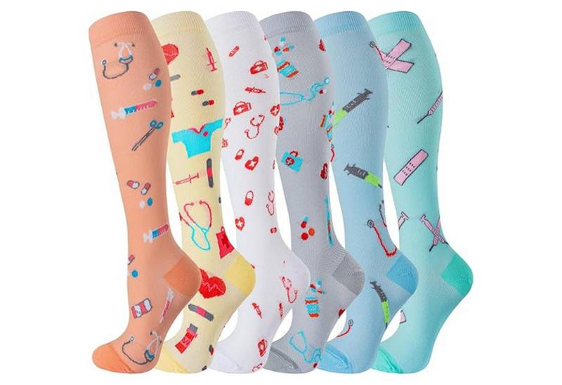 Mutig Kompressionsstrümpfe 6 Paar Kompressionsstrümpfe Damen und Herren, Stützstrümpfe (Lange kompressionssocken mit 15-30 mmHg, Sport Kniestrümpfe für Sport, Laufen, Radfahren, Reisen, Flug) Krankenschwestern, Schwangerschaft von Mutig