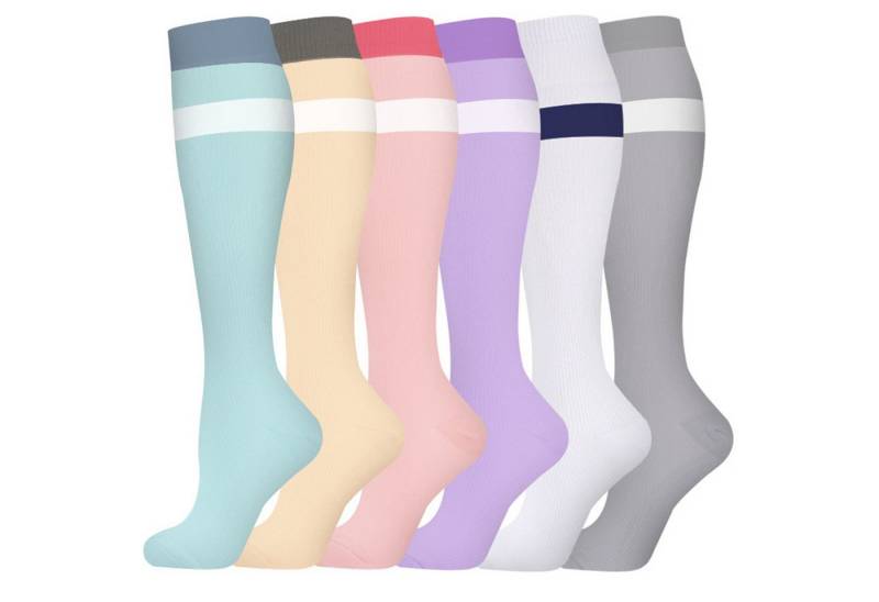 Mutig Kompressionsstrümpfe 6 Paar Kompressionsstrümpfe Damen und Herren, Stützstrümpfe (Lange kompressionssocken mit 15-30 mmHg, Sport Kniestrümpfe für Sport, Laufen, Radfahren, Reisen, Flug) Krankenschwestern, Schwangerschaft von Mutig