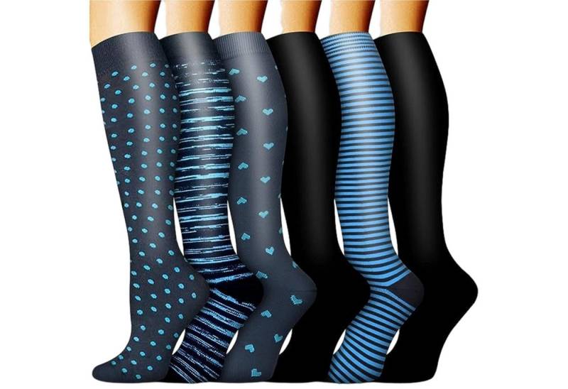 Mutig Kompressionsstrümpfe 6 Paar Kompressionsstrümpfe Damen und Herren, Stützstrümpfe (Lange kompressionssocken mit 15-30 mmHg, Sport Kniestrümpfe für Sport, Laufen, Radfahren, Reisen, Flug) Krankenschwestern, Schwangerschaft von Mutig