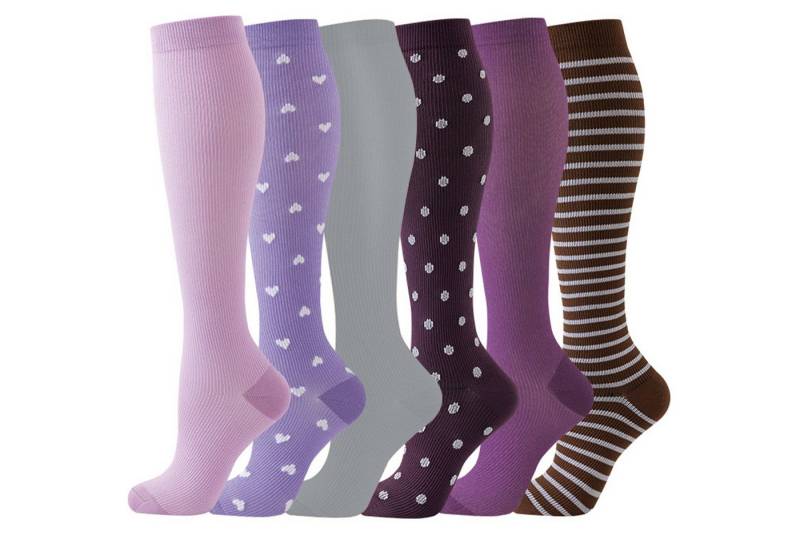 Mutig Kompressionsstrümpfe 6 Paar Kompressionsstrümpfe Damen und Herren, Stützstrümpfe (Lange kompressionssocken mit 15-30 mmHg, Sport Kniestrümpfe für Sport, Laufen, Radfahren, Reisen, Flug) Krankenschwestern, Schwangerschaft von Mutig
