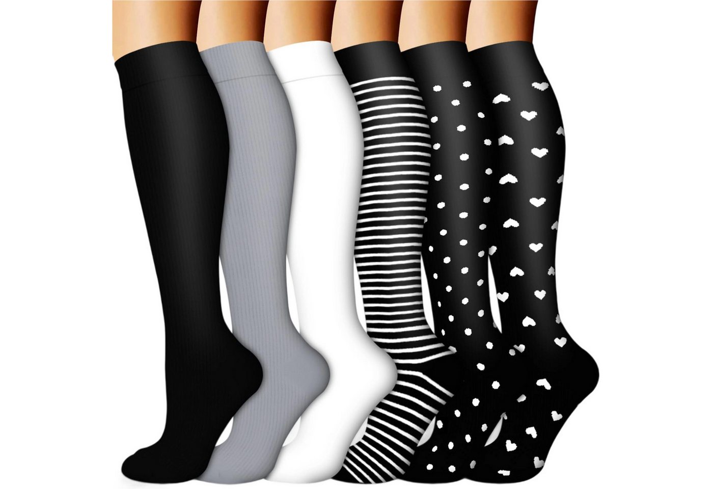 Mutig Kompressionsstrümpfe 6 Paar Kompressionsstrümpfe Herren Damen, Stützstrümpfe (Compression Socks, Kompressionssocken, Thrombosestrümpfe) für Erholung, Laufen, Reise, Flug, Shifahren, Alltag von Mutig