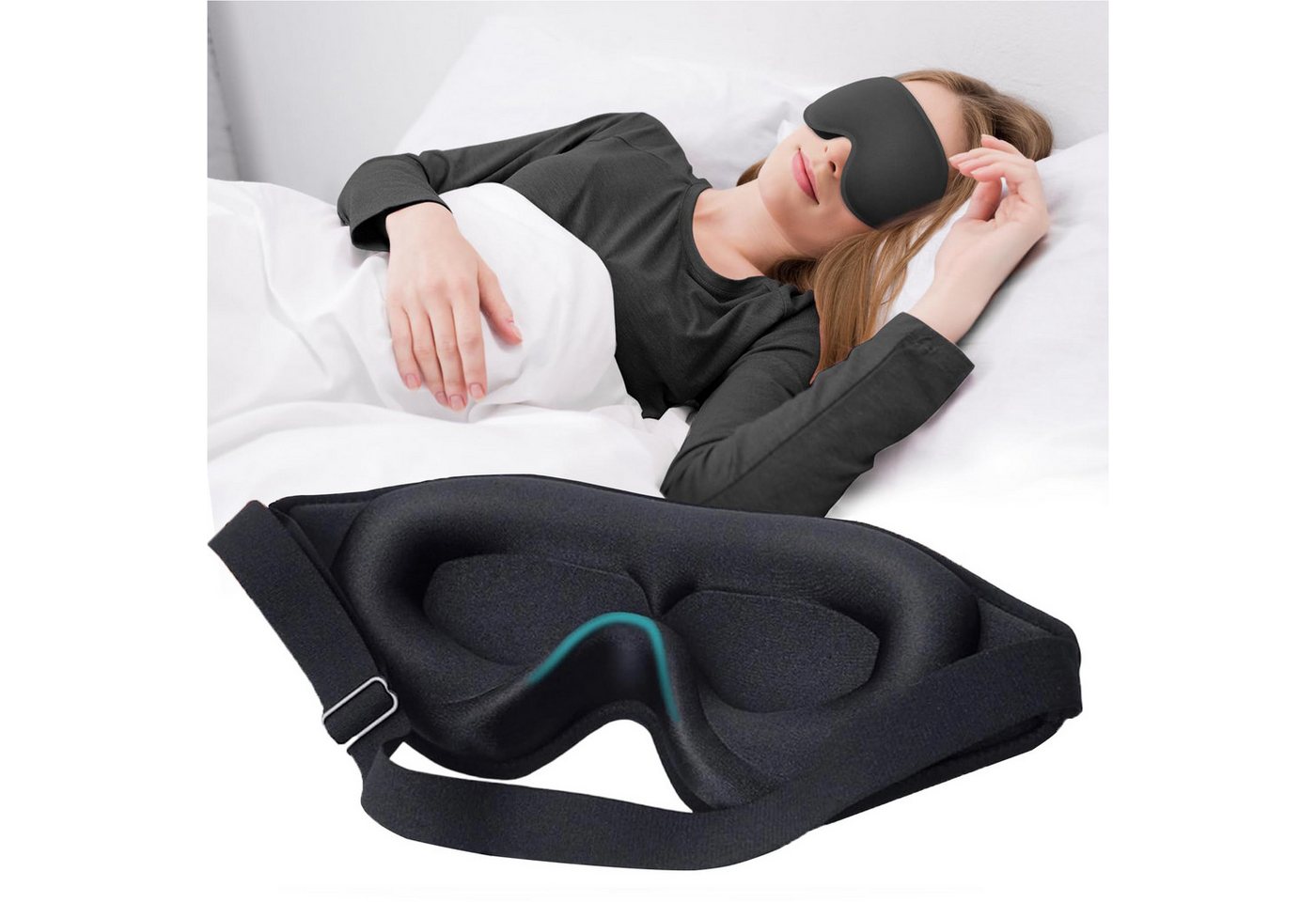 Mutig Schlafmaske 3D Schlafmaske für Seitenschläfer, Augenmaske für Frauen & Herren, Lichtblockierende & Atmungsaktive Augenmaske mit Memory Foam, Verstellbares Gummiband & Ohrstöpseln, für Männer und Frauen, Reisen & Yoga von Mutig