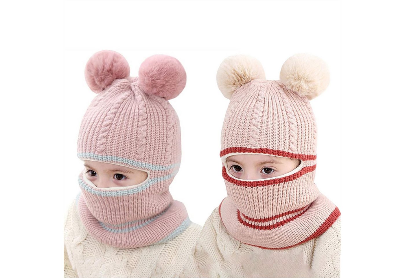 Mutig Schlupfmütze Baby Unisex Mütze 2 Stück Süßer Bär Kleinkind Earflap Beanie Warm (Kindermützen Herbst Wintermütze für 1-6 Jahre) von Mutig