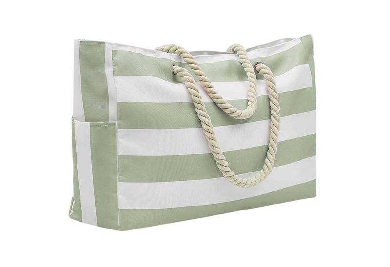 Mutig Strandtasche Große Strandtasche, Extra Schwimmtasche (Badetasche Streifen, Damen Umhängetasche Tragetasche shopper sanddicht), mit Reißverschluss Pool Fitness Reisetasche familie von Mutig