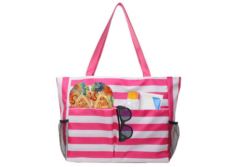 Mutig Strandtasche Große Strandtasche XXL mit Reißverschluss wasserdichte Reisetasche (faltbare Badetasche, Shopper / Beach Tote Bag mit mehreren Taschen, für Damen, Strand, Pool, Urlaub, Fitnessstudio & Familie) von Mutig