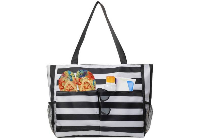 Mutig Strandtasche Große Wasserdichte Strandtasche mit Reißverschluss und Taschen Damen (wasserdichte & faltbare Badetasche, Shopper / Reisetasche / Beach Tote Bag mit mehreren Taschen, für Damen, Strand, Pool, Urlaub, Fitnessstudio & Familie) von Mutig