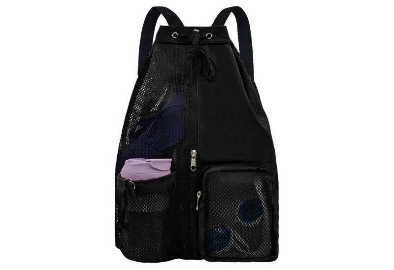 Mutig Strandtasche Schwimmen Tasche, Schwimmtasche Mesh-Rucksack mit Kordelzug (Strandrucksack, Turnbeutel Sportbeutel, Verstellbar Tunnelzug Gymsack), Wasserfest Sporttasche, Für Herren Damen von Mutig