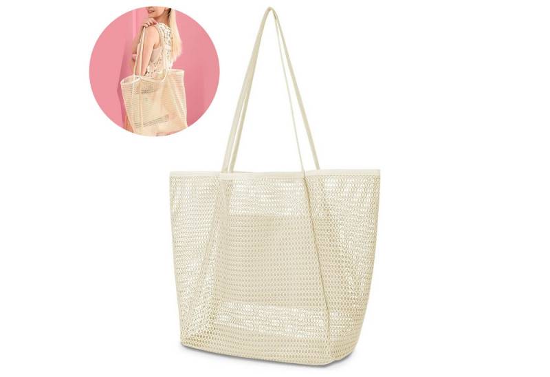 Mutig Strandtasche Strandtasche Groß, Mesh mit Reißverschluss Shopper Damen Badetasche (Handtasche mit Reißverschluss Wasserdicht Sanddicht, Damen 15L, Faltbar für Damen, Strand, Pool, Urlaub, Fitnessstudio & Familie) von Mutig