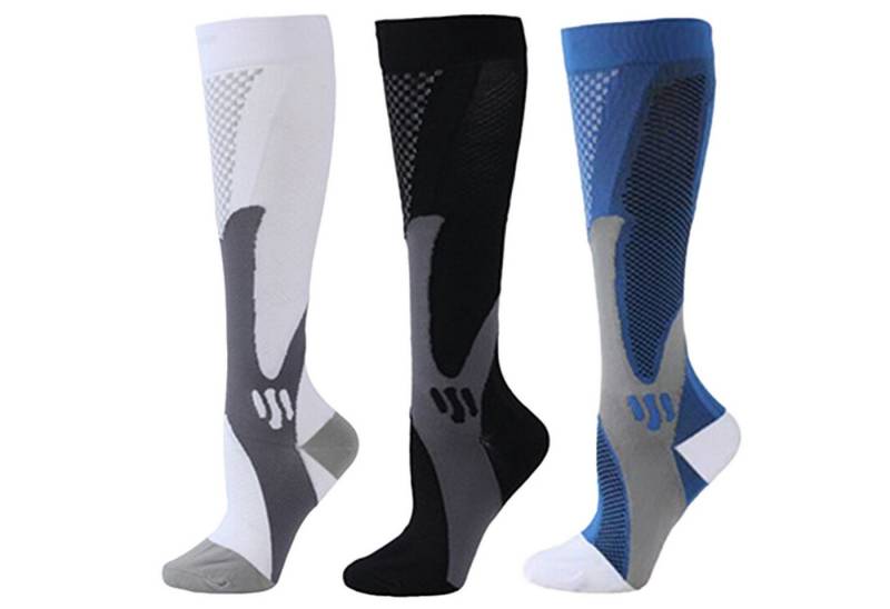 Mutig Stützkniestrümpfe 3 Paar Kompressionsstrümpfe Sportsocken Kniestrümpfe Stützstrümpfe (15-25mmHg Stützstrümpfe Sport Kompressionssocken mit Elastisch, Reisestrümpfe Kompressionsstrümpfe Damen & Herren) Compression Socks für Sport, Laufen, Flug, Reisen,Fahrrad Radsport von Mutig