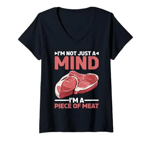 Damen I'm Not Just A Mind I'm A Piece of Meat Denkweise - T-Shirt mit V-Ausschnitt Damen I'm Not Just A Mind I'm A Piece of Meat Denkweise - T-Shirt mit V-Ausschnitt von Mutiger Antriebsmotivation Humor