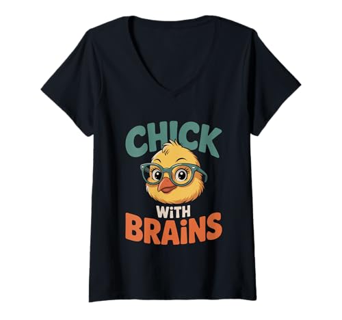Damen Chick With Brains Smart heiße Feministin -- T-Shirt mit V-Ausschnitt Damen Chick With Brains Smart heiße Feministin -- T-Shirt mit V-Ausschnitt von Mutiges intelligentes Vertrauen