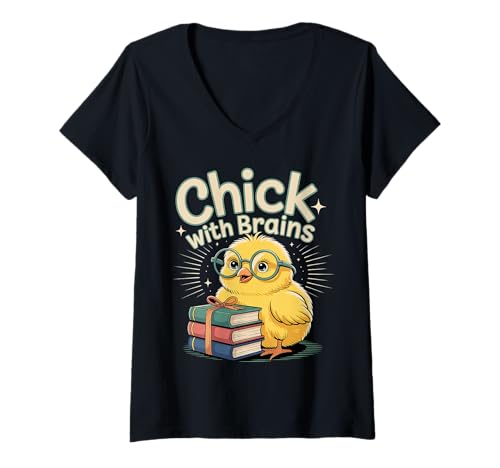 Damen Chick with Brains Smart heiße Feministin ||- T-Shirt mit V-Ausschnitt Damen Chick with Brains Smart heiße Feministin ||- T-Shirt mit V-Ausschnitt von Mutiges intelligentes Vertrauen