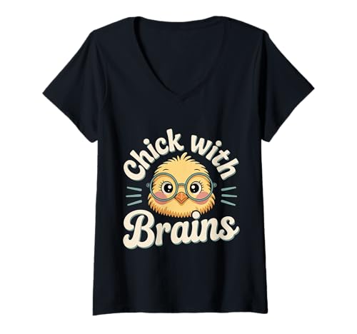Damen Chick with Brains Smart heiße Feministin ||- T-Shirt mit V-Ausschnitt Damen Chick with Brains Smart heiße Feministin ||- T-Shirt mit V-Ausschnitt von Mutiges intelligentes Vertrauen
