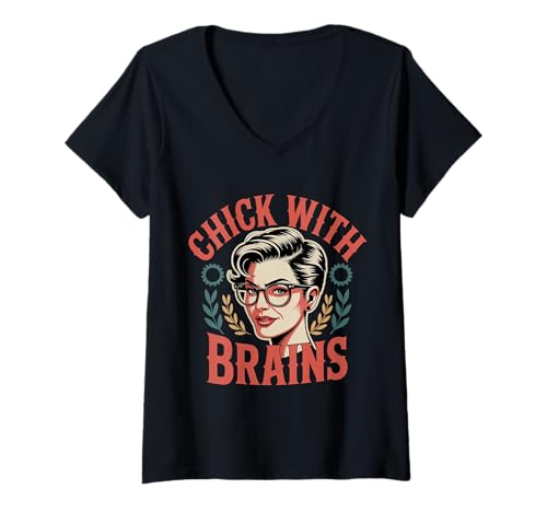 Damen Chick with Brains Smart heiße Feministin - T-Shirt mit V-Ausschnitt Damen Chick with Brains Smart heiße Feministin - T-Shirt mit V-Ausschnitt von Mutiges intelligentes Vertrauen