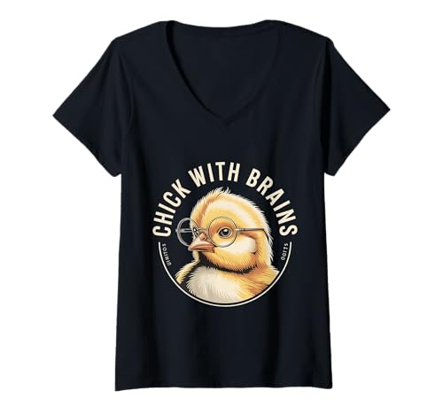 Damen Chick with Brains Smart heiße Feministin ||- T-Shirt mit V-Ausschnitt Damen Chick with Brains Smart heiße Feministin ||- T-Shirt mit V-Ausschnitt von Mutiges intelligentes Vertrauen