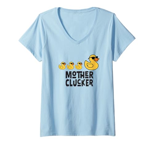 Damen Lustige Entenmama, süße Entenklings passende T -Bekleidung T-Shirt mit V-Ausschnitt Damen Lustige Entenmama, süße Entenklings passende T -Bekleidung T-Shirt mit V-Ausschnitt von Mutter Clucker