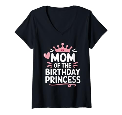 Damen Bday Party Tochter Lustige Mutter des Geburtstags Mädchens T-Shirt mit V-Ausschnitt Damen Bday Party Tochter Lustige Mutter des Geburtstags Mädchens T-Shirt mit V-Ausschnitt von Mutter des Geburtstagskind Outfits