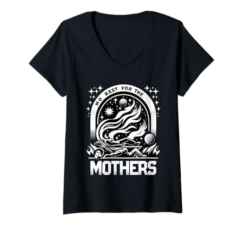 Damen No Rest for The Mothers Müde Mutterschaft Elternschaft ||- T-Shirt mit V-Ausschnitt von Mutterschaftsreise und Kämpfe
