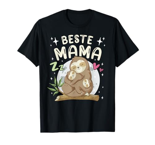 Beste Mama, Faultier Mutter mit 2 Kindern, Muttertag T-Shirt von Muttertag Mama Oma Geschenk Ideen by Conreo