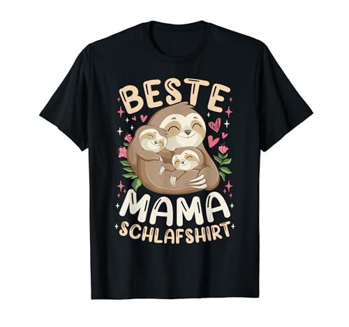 Beste Mama Schlafshirt Faultiere Mutter & 2 Kinder Muttertag T-Shirt von Muttertag Mama Oma Geschenk Ideen by Conreo