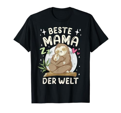 Beste Mama der Welt, Faultier Mutter mit Kind, Muttertag T-Shirt von Muttertag Mama Oma Geschenk Ideen by Conreo