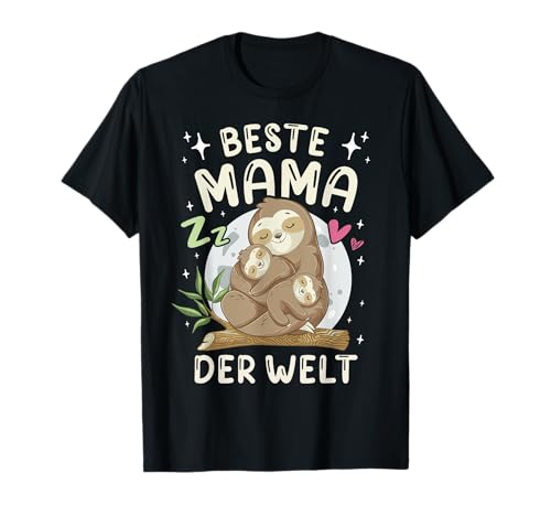 Beste Mama der Welt Faultier Mutter mit 2 Kindern, Muttertag T-Shirt von Muttertag Mama Oma Geschenk Ideen by Conreo