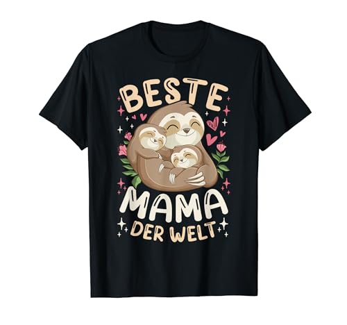 Beste Mama der Welt Faultiere Mutter & 2 Kinder, Muttertag T-Shirt von Muttertag Mama Oma Geschenk Ideen by Conreo