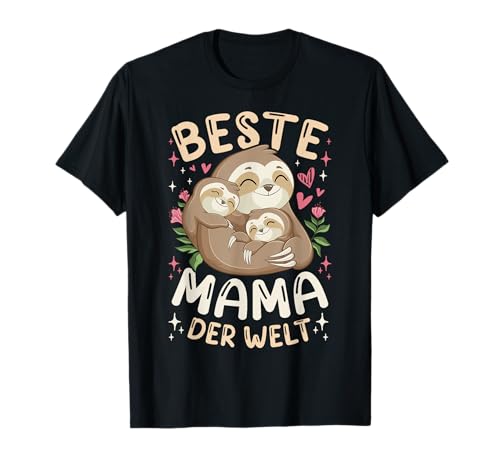 Beste Mama der Welt Faultiere Mutter & 2 Kinder, Muttertag T-Shirt von Muttertag Mama Oma Geschenk Ideen by Conreo
