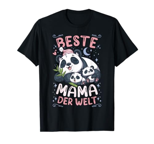 Beste Mama der Welt Mutter Panda-Bär mit 2 Kindern Muttertag T-Shirt von Muttertag Mama Oma Geschenk Ideen by Conreo