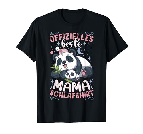 Offizielles Best Mama Schlafshirt, Mutter Panda-Bär mit Kind T-Shirt von Muttertag Mama Oma Geschenk Ideen by Conreo