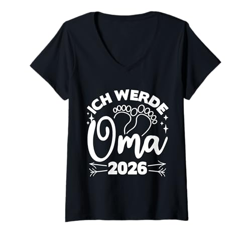 Damen ICH WERDE Oma 2026 Schwangerschaftsverkündung 2026 T-Shirt mit V-Ausschnitt Damen ICH WERDE Oma 2026 Schwangerschaftsverkündung 2026 T-Shirt mit V-Ausschnitt von Muttertag Oma 2026 Bekleidung & Co