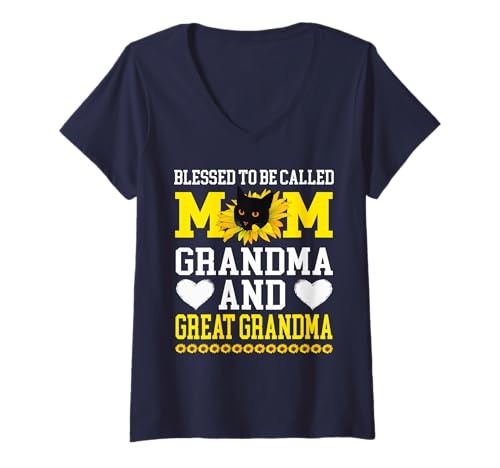 Damen Gesegnet, Mutter Oma Ursache Muttertag genannt zu werden T-Shirt mit V-Ausschnitt von Muttertag gesegnet, Mama genannt zu werden
