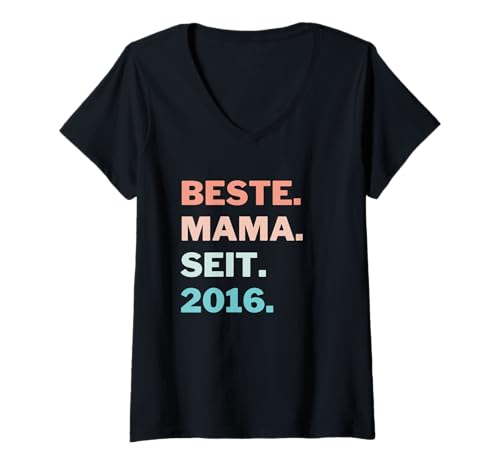 Damen Beste Mama seit 2016 Muttertag Mutter Retro T-Shirt mit V-Ausschnitt Damen Beste Mama seit 2016 Muttertag Mutter Retro T-Shirt mit V-Ausschnitt von Muttertagsgeschenk Mama Mutter Geschenk Muttertag