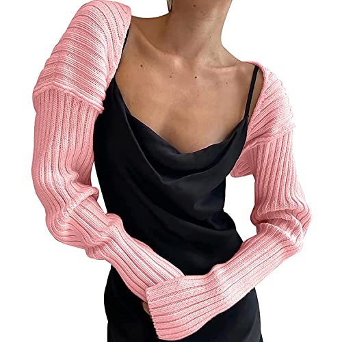Mutumobo Langärmeliger Damen-Bolero, vorne offen, gerippt, einfarbig, lockere Schulterpartie, bauchfreies Oberteil, Babyrosa, Mittel Mutumobo Langärmeliger Damen-Bolero, vorne offen, gerippt, einfarbig, lockere Schulterpartie, bauchfreies Oberteil, Babyrosa, Mittel von Mutumobo