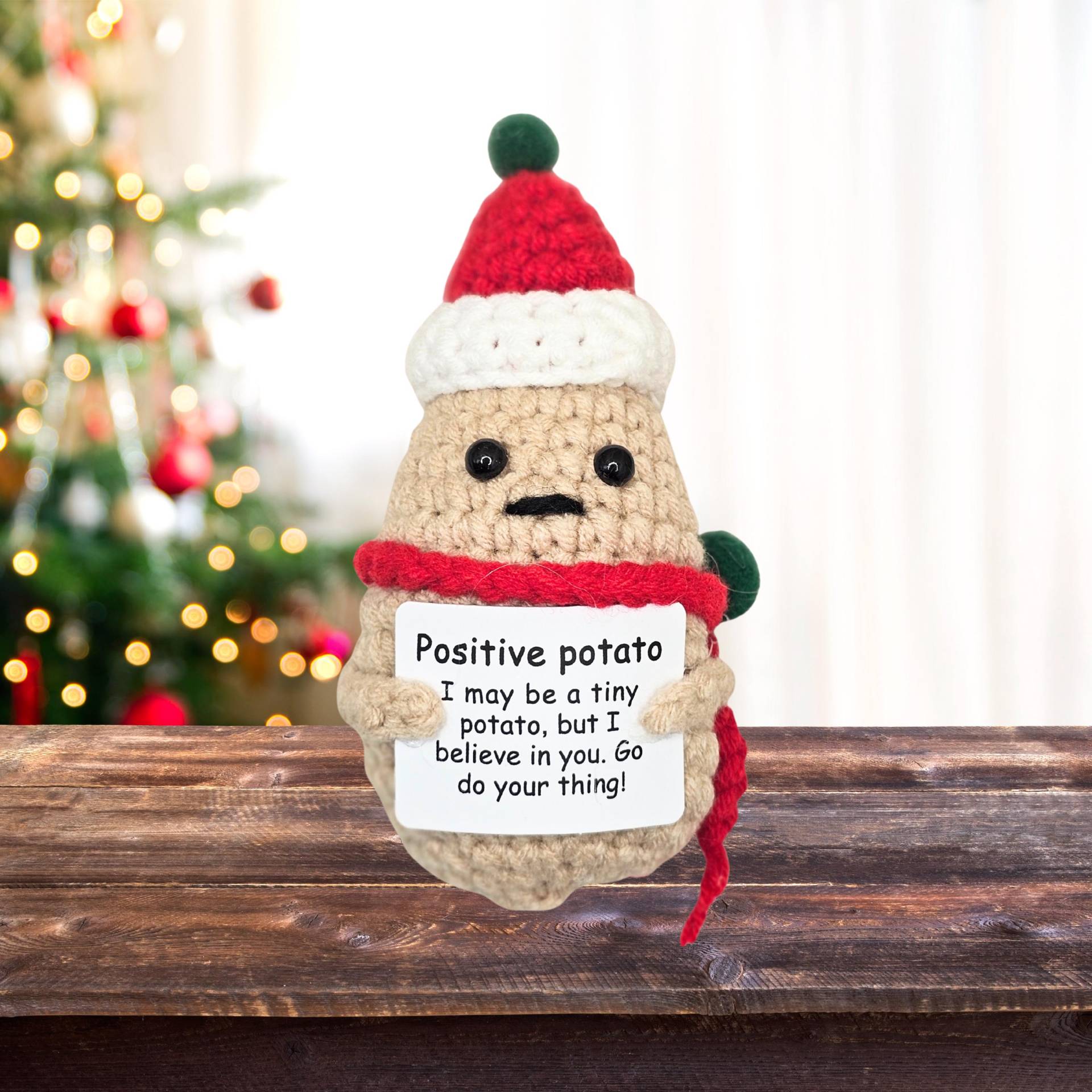Happy Potato Pocket Hug Christmas Edition -strickpuppe Weihnachten Geschenk | Wichtelgeschenk Kolleginnen Freunde Glücksbringer Mutmacher von Mutzauber