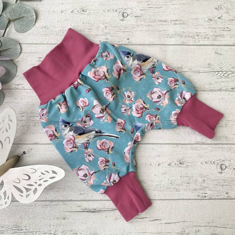 Pumphose Vogel Und Magnolien in Wunschgröße 50 -104 von Mutzelchen